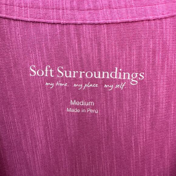 Soft Surroundings Hidden Button Front Tunic Top Pink Womens Size M Pima Modal - Picture 2 of 6